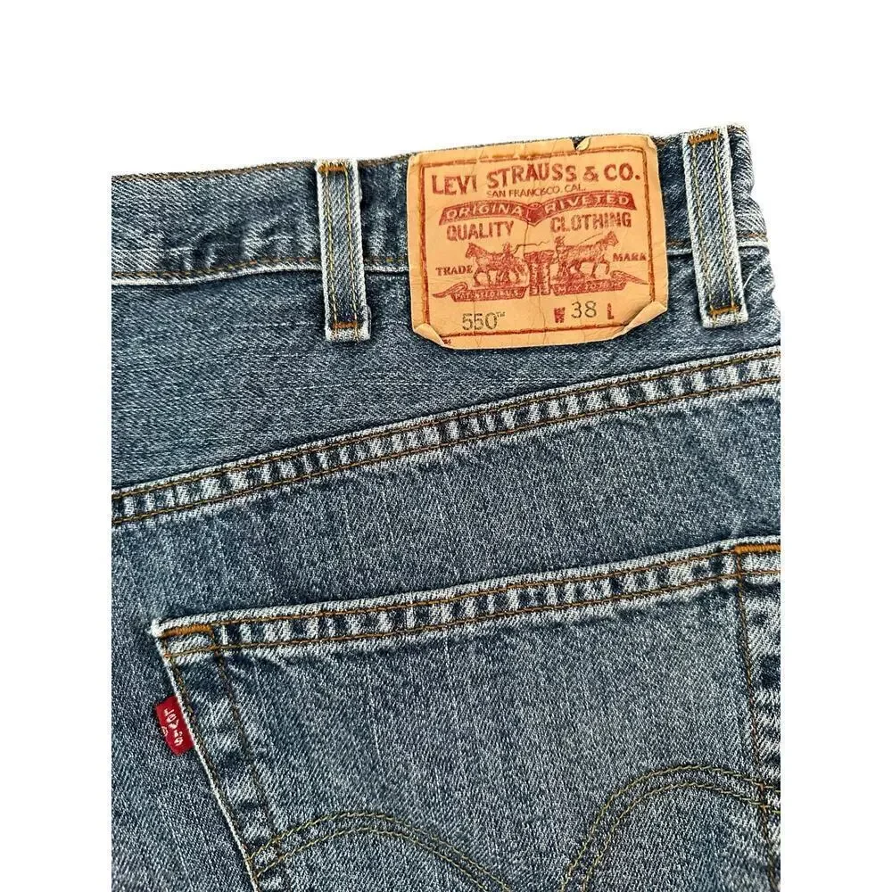 Vintage Levi's 550 Men’s Denim Relaxed Baggy Jean Shorts Size 38 Jorts 200s y2k